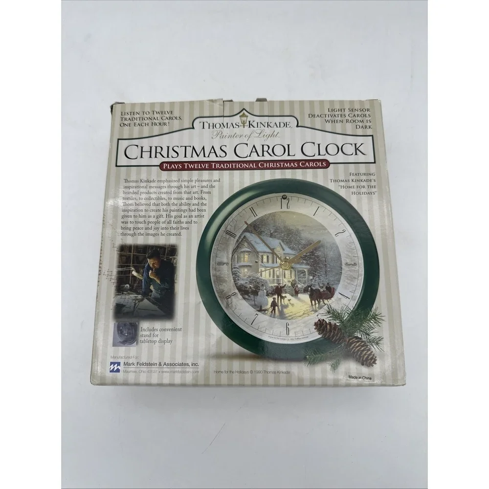 Thomas Kinkade Christmas Carol Clock 12 Traditional Carols Painter of Light